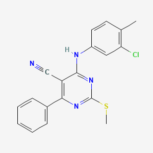 molecular formula C19H15ClN4S B7736302 4-[(3-Chloro-4-methylphenyl)amino]-2-(methylthio)-6-phenylpyrimidine-5-carbonitrile 