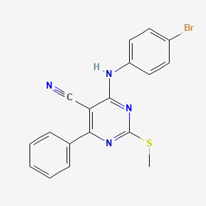 molecular formula C18H13BrN4S B7736315 4-[(4-Bromophenyl)amino]-2-(methylthio)-6-phenylpyrimidine-5-carbonitrile 