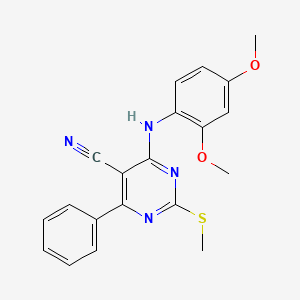 molecular formula C20H18N4O2S B7736329 4-[(2,4-Dimethoxyphenyl)amino]-2-(methylthio)-6-phenylpyrimidine-5-carbonitrile 
