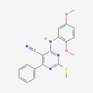 molecular formula C20H18N4O2S B7736337 4-[(2,5-Dimethoxyphenyl)amino]-2-(methylthio)-6-phenylpyrimidine-5-carbonitrile 