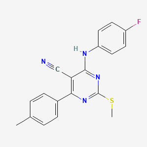 molecular formula C19H15FN4S B7736362 4-[(4-Fluorophenyl)amino]-6-(4-methylphenyl)-2-(methylthio)pyrimidine-5-carbonitrile 