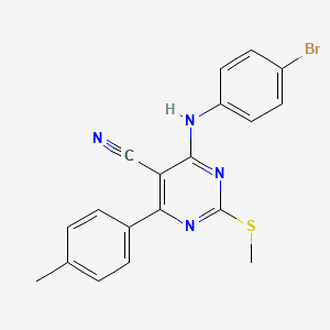 molecular formula C19H15BrN4S B7736367 4-[(4-Bromophenyl)amino]-6-(4-methylphenyl)-2-(methylthio)pyrimidine-5-carbonitrile 