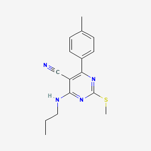 molecular formula C16H18N4S B7736379 4-(4-Methylphenyl)-2-(methylthio)-6-(propylamino)pyrimidine-5-carbonitrile 