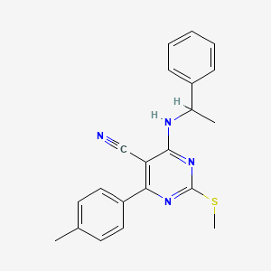 molecular formula C21H20N4S B7736393 4-(4-Methylphenyl)-2-(methylthio)-6-[(1-phenylethyl)amino]pyrimidine-5-carbonitrile 