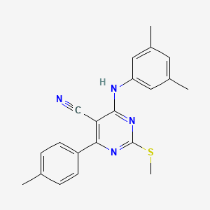 molecular formula C21H20N4S B7736408 4-[(3,5-Dimethylphenyl)amino]-6-(4-methylphenyl)-2-(methylthio)pyrimidine-5-carbonitrile 
