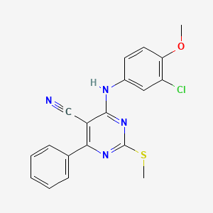 4-[(3-Chloro-4-methoxyphenyl)amino]-2-(methylthio)-6-phenylpyrimidine-5-carbonitrile
