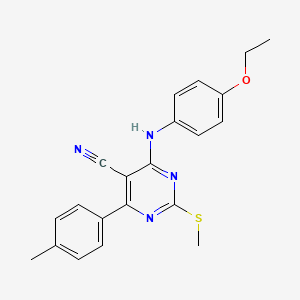 molecular formula C21H20N4OS B7736438 4-(4-Ethoxyanilino)-6-(4-methylphenyl)-2-methylsulfanylpyrimidine-5-carbonitrile 