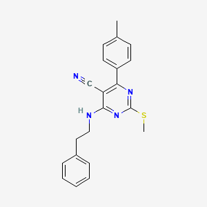 molecular formula C21H20N4S B7736443 4-(4-Methylphenyl)-2-(methylthio)-6-[(2-phenylethyl)amino]pyrimidine-5-carbonitrile 