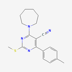 molecular formula C19H22N4S B7736459 4-(Azepan-1-yl)-6-(4-methylphenyl)-2-methylsulfanylpyrimidine-5-carbonitrile 