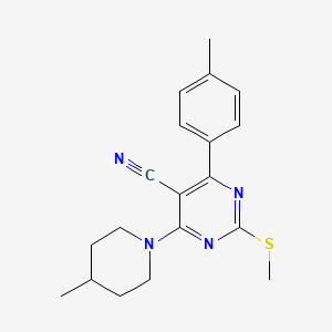 molecular formula C19H22N4S B7736464 4-(4-Methylphenyl)-6-(4-methylpiperidin-1-yl)-2-(methylthio)pyrimidine-5-carbonitrile 