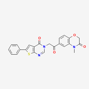 molecular formula C23H17N3O4S B7736511 4-Methyl-6-[2-(4-oxo-6-phenylthieno[2,3-d]pyrimidin-3-yl)acetyl]-1,4-benzoxazin-3-one 
