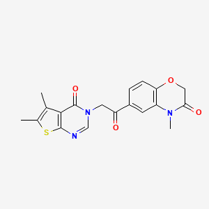 molecular formula C19H17N3O4S B7736515 6-[(5,6-dimethyl-4-oxothieno[2,3-d]pyrimidin-3(4H)-yl)acetyl]-4-methyl-2H-1,4-benzoxazin-3(4H)-one 