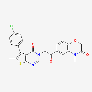 molecular formula C24H18ClN3O4S B7736523 6-[2-[5-(4-Chlorophenyl)-6-methyl-4-oxothieno[2,3-d]pyrimidin-3-yl]acetyl]-4-methyl-1,4-benzoxazin-3-one 