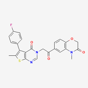 molecular formula C24H18FN3O4S B7736528 6-[2-[5-(4-Fluorophenyl)-6-methyl-4-oxothieno[2,3-d]pyrimidin-3-yl]acetyl]-4-methyl-1,4-benzoxazin-3-one 
