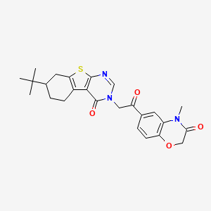 molecular formula C25H27N3O4S B7736529 6-[2-(7-Tert-butyl-4-oxo-5,6,7,8-tetrahydro-[1]benzothiolo[2,3-d]pyrimidin-3-yl)acetyl]-4-methyl-1,4-benzoxazin-3-one 