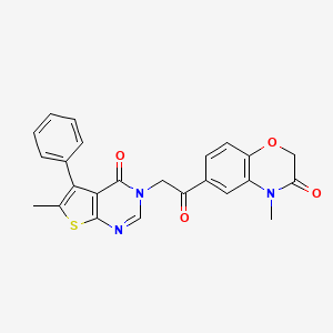 molecular formula C24H19N3O4S B7736536 4-Methyl-6-[2-(6-methyl-4-oxo-5-phenylthieno[2,3-d]pyrimidin-3-yl)acetyl]-1,4-benzoxazin-3-one 