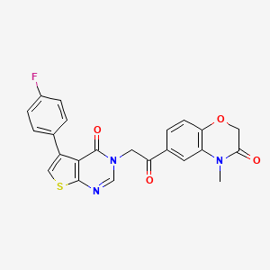 molecular formula C23H16FN3O4S B7736544 6-[2-[5-(4-Fluorophenyl)-4-oxothieno[2,3-d]pyrimidin-3-yl]acetyl]-4-methyl-1,4-benzoxazin-3-one 