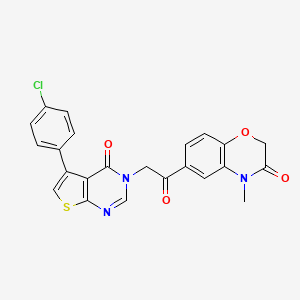molecular formula C23H16ClN3O4S B7736549 6-[2-[5-(4-Chlorophenyl)-4-oxothieno[2,3-d]pyrimidin-3-yl]acetyl]-4-methyl-1,4-benzoxazin-3-one 