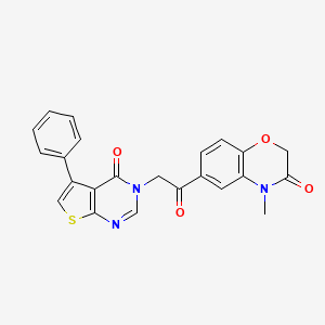 molecular formula C23H17N3O4S B7736550 4-Methyl-6-[2-(4-oxo-5-phenylthieno[2,3-d]pyrimidin-3-yl)acetyl]-1,4-benzoxazin-3-one 