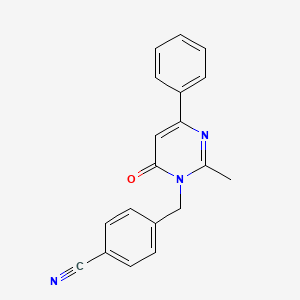 molecular formula C19H15N3O B7736551 4-[(2-Methyl-6-oxo-4-phenylpyrimidin-1-yl)methyl]benzonitrile 