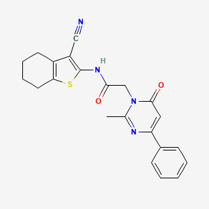 molecular formula C22H20N4O2S B7736556 N-(3-cyano-4,5,6,7-tetrahydro-1-benzothiophen-2-yl)-2-(2-methyl-6-oxo-4-phenylpyrimidin-1-yl)acetamide 