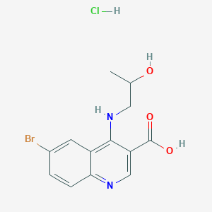 molecular formula C13H14BrClN2O3 B7736592 6-Bromo-4-(2-hydroxypropylamino)quinoline-3-carboxylic acid;hydrochloride 