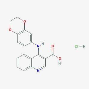 molecular formula C18H15ClN2O4 B7736611 4-(2,3-Dihydro-1,4-benzodioxin-6-ylamino)quinoline-3-carboxylic acid;hydrochloride 