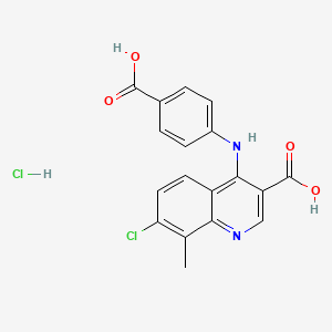 4-(4-Carboxyanilino)-7-chloro-8-methylquinoline-3-carboxylic acid;hydrochloride