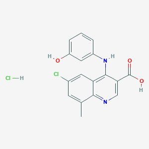 molecular formula C17H14Cl2N2O3 B7736619 6-Chloro-4-(3-hydroxyanilino)-8-methylquinoline-3-carboxylic acid;hydrochloride 