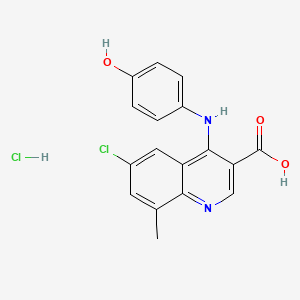 molecular formula C17H14Cl2N2O3 B7736623 6-Chloro-4-(4-hydroxyanilino)-8-methylquinoline-3-carboxylic acid;hydrochloride 