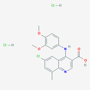 molecular formula C19H19Cl3N2O4 B7736630 6-Chloro-4-(3,4-dimethoxyanilino)-8-methylquinoline-3-carboxylic acid;dihydrochloride 