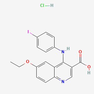 molecular formula C18H16ClIN2O3 B7736631 6-Ethoxy-4-(4-iodoanilino)quinoline-3-carboxylic acid;hydrochloride 