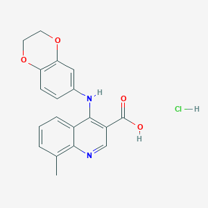 molecular formula C19H17ClN2O4 B7736645 4-(2,3-Dihydro-1,4-benzodioxin-6-ylamino)-8-methylquinoline-3-carboxylic acid;hydrochloride 