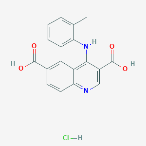 4-(2-Methylanilino)quinoline-3,6-dicarboxylic acid;hydrochloride