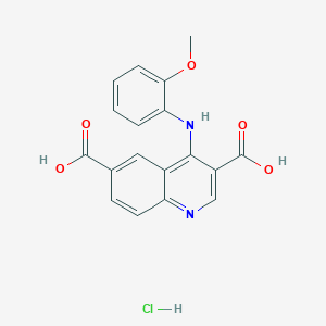 4-(2-Methoxyanilino)quinoline-3,6-dicarboxylic acid;hydrochloride