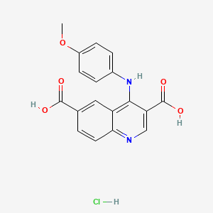 4-(4-Methoxyanilino)quinoline-3,6-dicarboxylic acid;hydrochloride