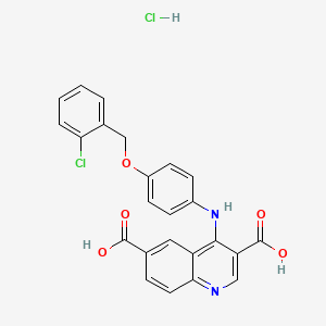 4-[4-[(2-Chlorophenyl)methoxy]anilino]quinoline-3,6-dicarboxylic acid;hydrochloride