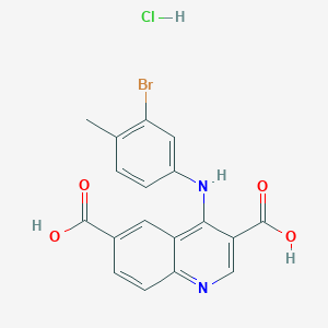 4-(3-Bromo-4-methylanilino)quinoline-3,6-dicarboxylic acid;hydrochloride