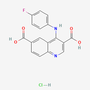 4-(4-Fluoroanilino)quinoline-3,6-dicarboxylic acid;hydrochloride
