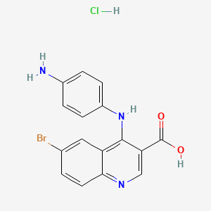 molecular formula C16H13BrClN3O2 B7736725 4-(4-Aminoanilino)-6-bromoquinoline-3-carboxylic acid;hydrochloride 