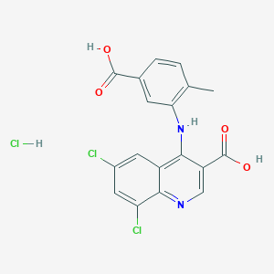 molecular formula C18H13Cl3N2O4 B7736733 4-(5-Carboxy-2-methylanilino)-6,8-dichloroquinoline-3-carboxylic acid;hydrochloride 