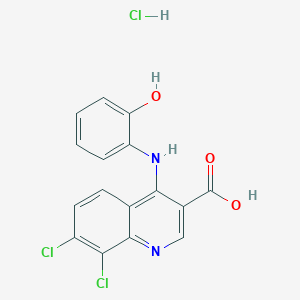 molecular formula C16H11Cl3N2O3 B7736740 7,8-Dichloro-4-(2-hydroxyanilino)quinoline-3-carboxylic acid;hydrochloride 