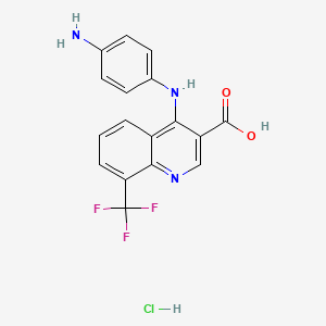 molecular formula C17H13ClF3N3O2 B7736747 4-(4-Aminoanilino)-8-(trifluoromethyl)quinoline-3-carboxylic acid;hydrochloride 