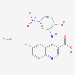 6-Chloro-4-(2-hydroxy-5-nitroanilino)quinoline-3-carboxylic acid;hydrochloride