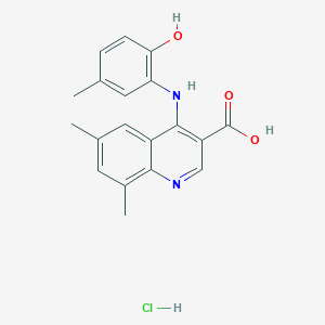 molecular formula C19H19ClN2O3 B7736773 4-(2-Hydroxy-5-methylanilino)-6,8-dimethylquinoline-3-carboxylic acid;hydrochloride 