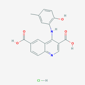 4-(2-Hydroxy-5-methylanilino)quinoline-3,6-dicarboxylic acid;hydrochloride