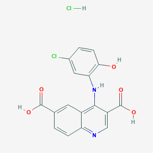 molecular formula C17H12Cl2N2O5 B7736783 4-(5-Chloro-2-hydroxyanilino)quinoline-3,6-dicarboxylic acid;hydrochloride 