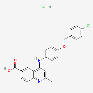 molecular formula C24H20Cl2N2O3 B7736801 4-[4-[(4-Chlorophenyl)methoxy]anilino]-2-methylquinoline-6-carboxylic acid;hydrochloride 