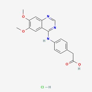 molecular formula C18H18ClN3O4 B7737130 2-[4-[(6,7-Dimethoxyquinazolin-4-yl)amino]phenyl]acetic acid;hydrochloride 