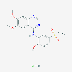 molecular formula C18H20ClN3O5S B7737133 2-[(6,7-Dimethoxyquinazolin-4-yl)amino]-4-ethylsulfonylphenol;hydrochloride 